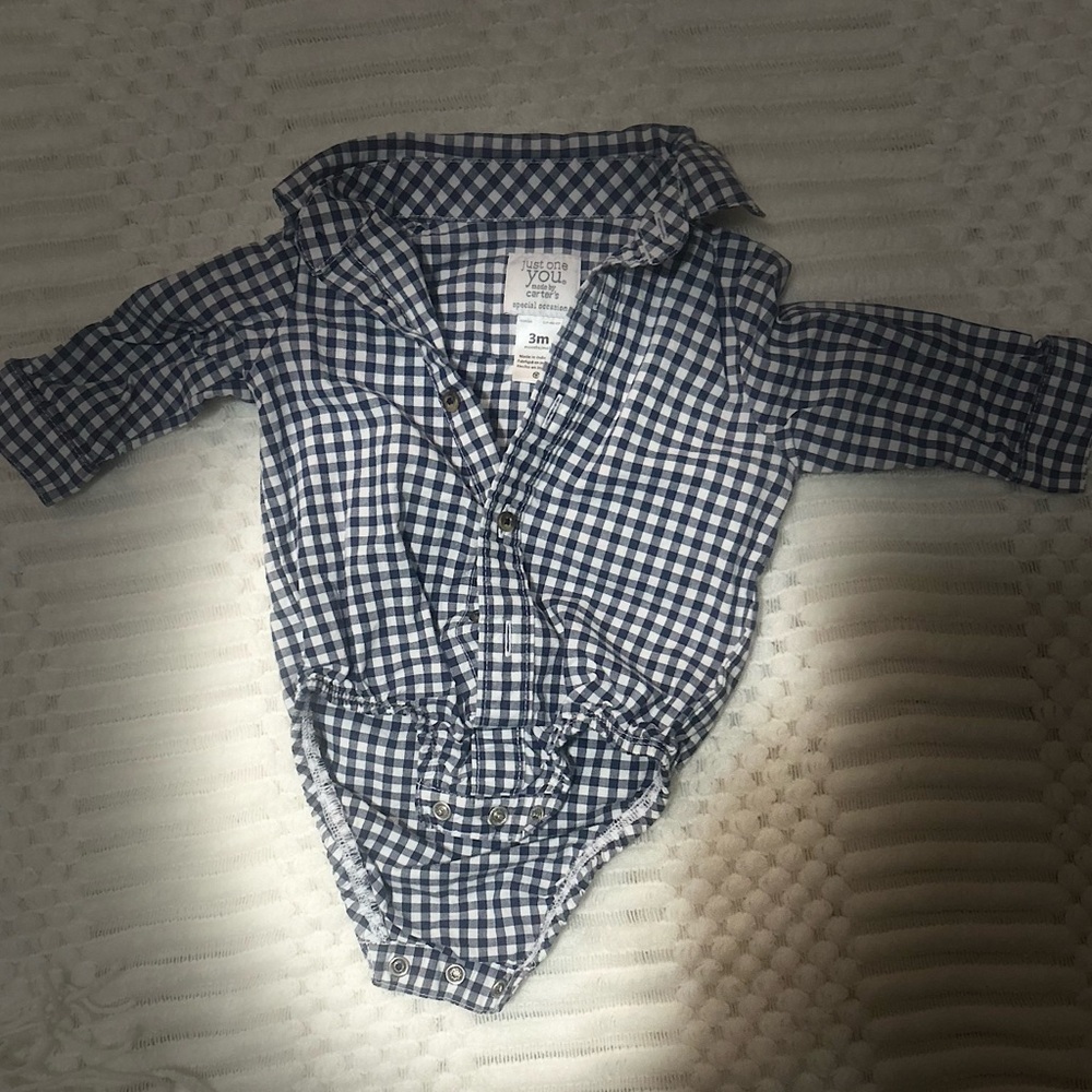 Carter's Blue and White Gingham Button Down Shirt